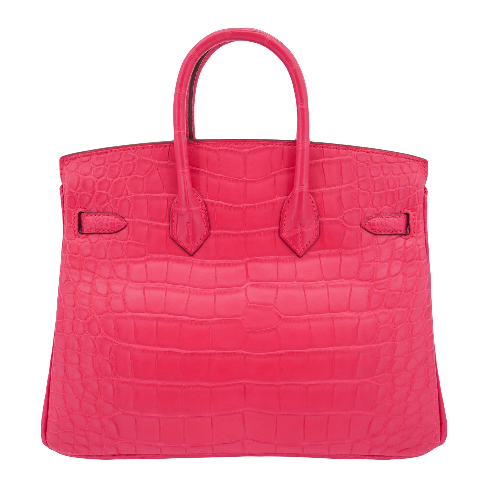 Hermes25cm Birkin Rose Extreme Matte Alligator Palladium Hardware