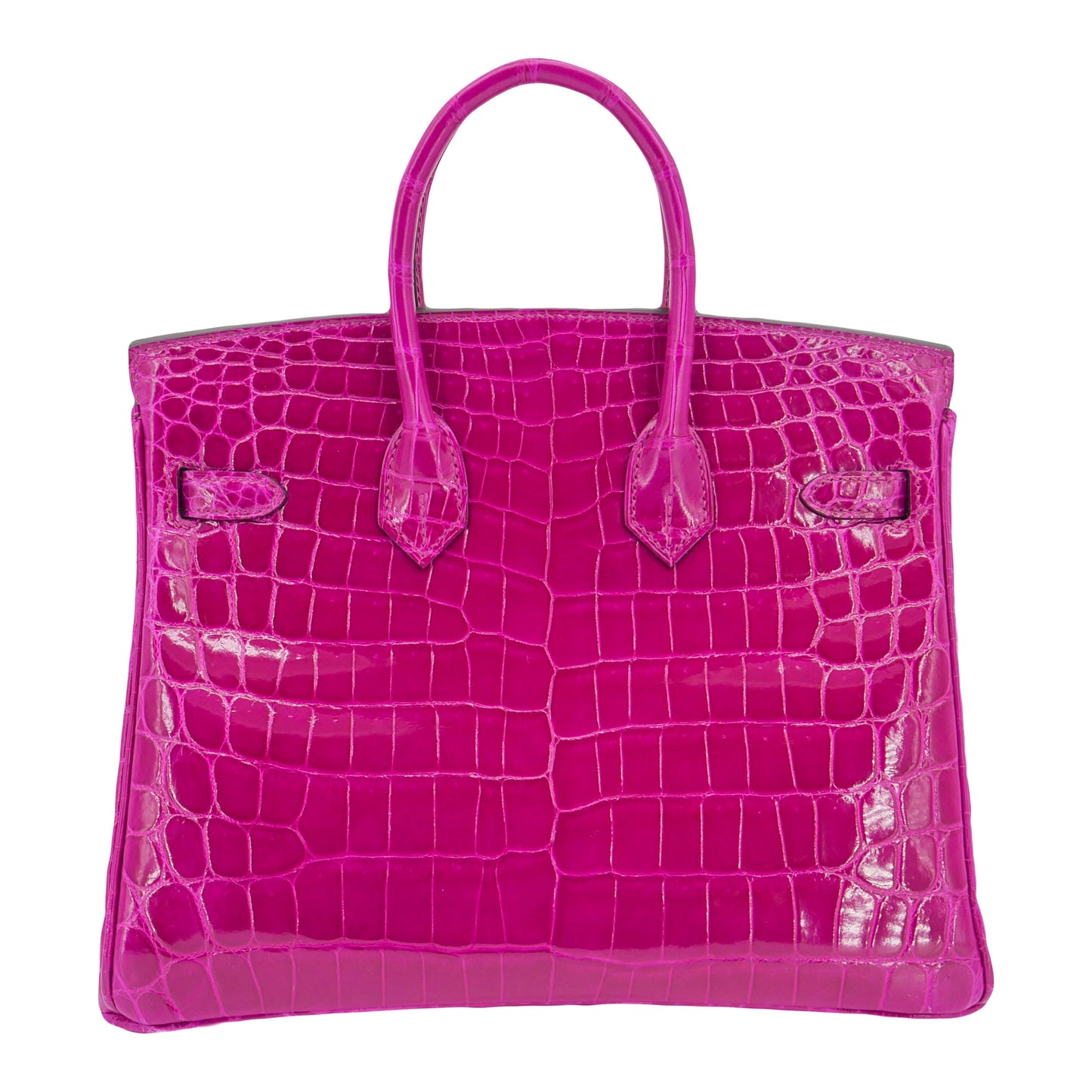 Hermes25cm Birkin Rose Pourpre Shiny Niloticus Crocodile Palladium Hardware