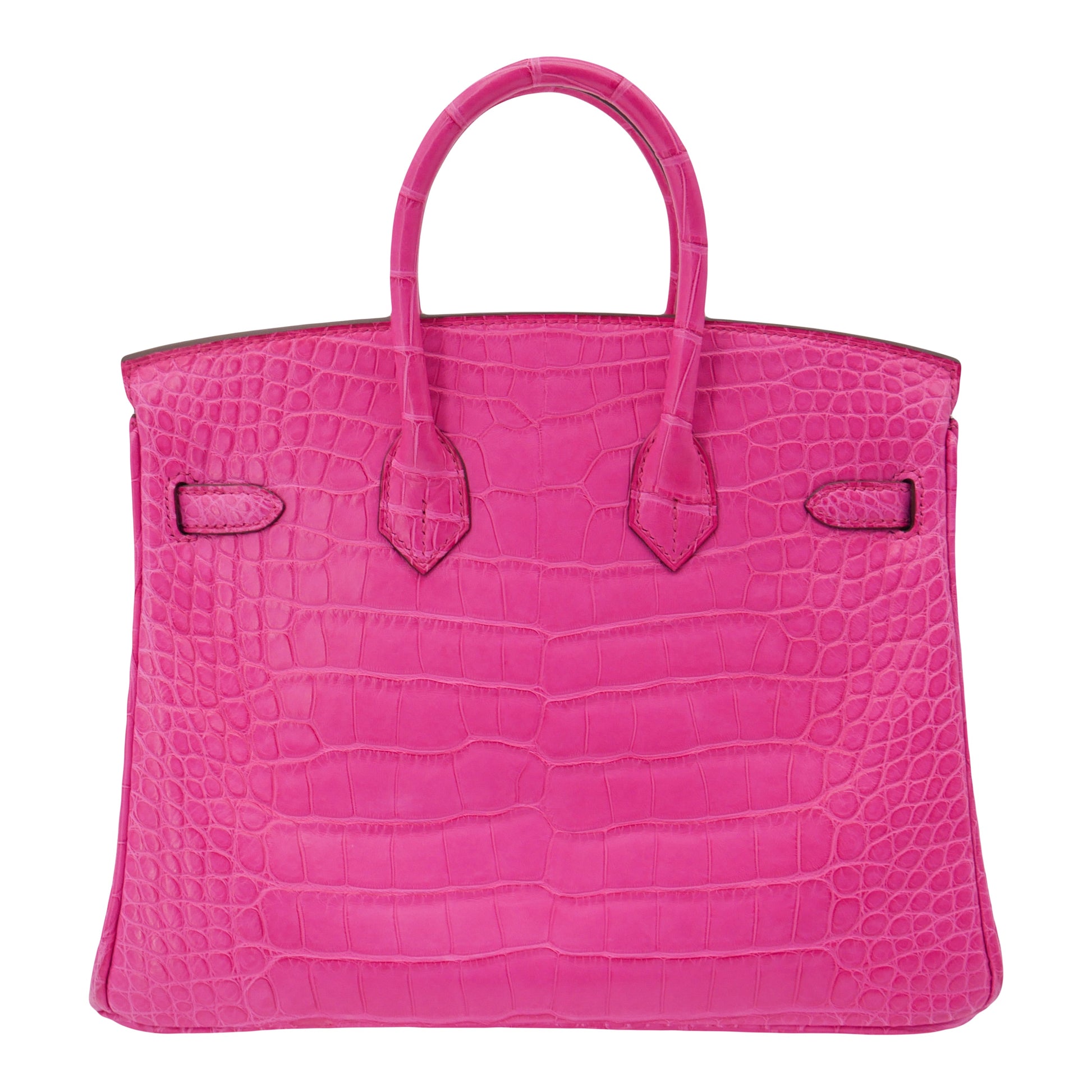 Hermes25cm Birkin Rose Shocking Matte Alligator Palladium Hardware