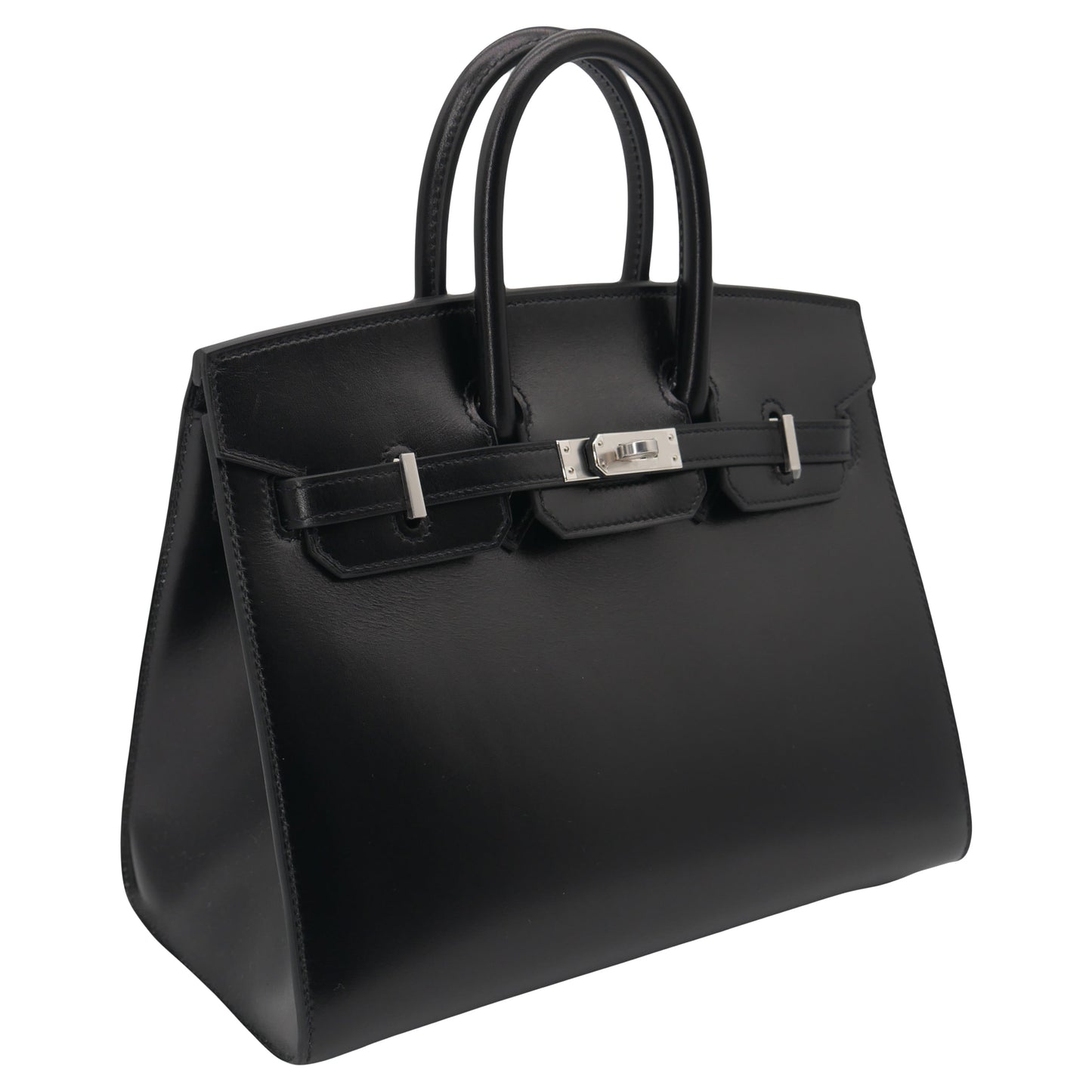 Hermes25cm Birkin Sellier Black Box Calf Leather Palladium Hardware
