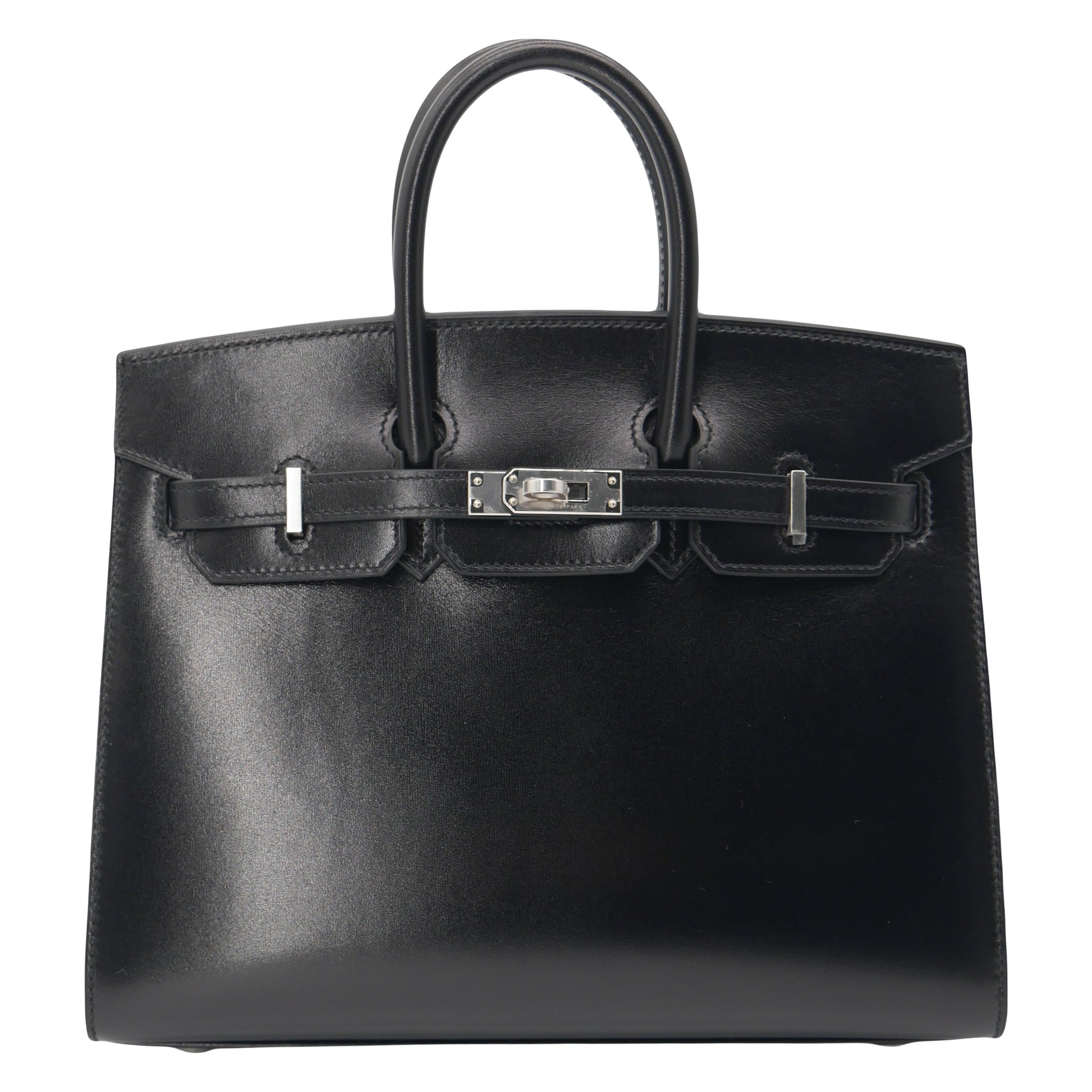 Hermes25cm Birkin Sellier Black Box Calf Leather Palladium Hardware