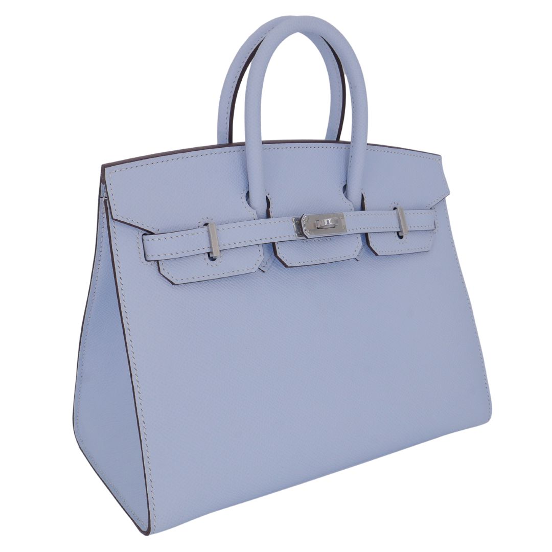 Hermes25cm Birkin Sellier Bleu Brume Epsom Leather Palladium Hardware