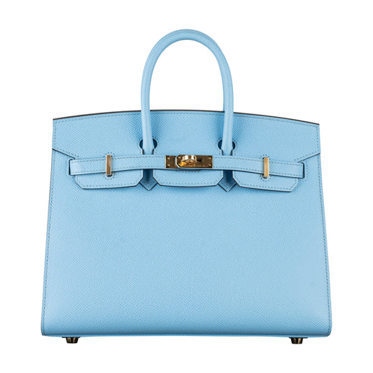 Hermes25cm Birkin Sellier Celeste Epsom Leather Gold Hardware