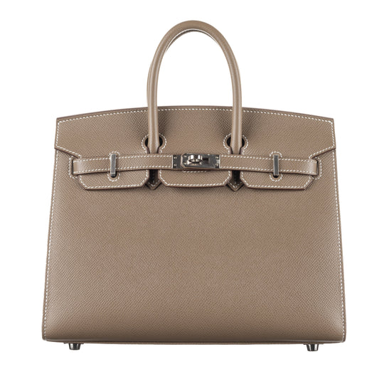 Hermes25cm Birkin Sellier Etoupe Epsom Leather Palladium Hardware