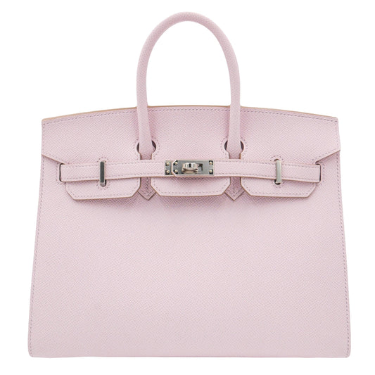 Hermes25cm Birkin Sellier Mauve Pale Epsom Leather Palladium Hardware