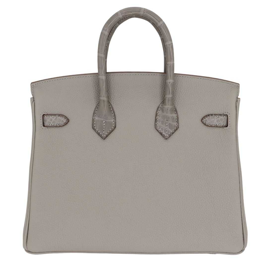 Hermes25cm Birkin Touch Gris Perle Matte Alligator/ Togo Leather Gold Hardware