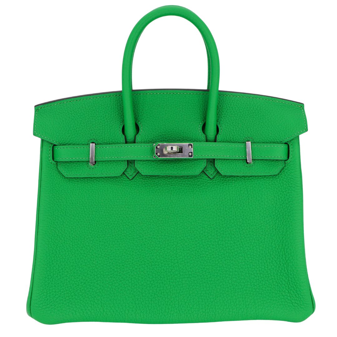 Hermes25cm Birkin Verso Bambou Togo Leather Palladium Hardware