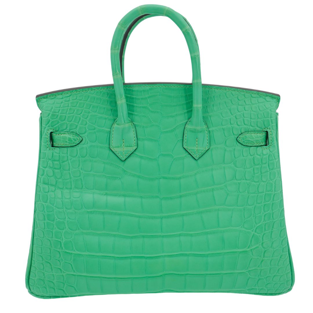 Hermes25cm Birkin Vert Comics Matte Alligator Palladium Hardware
