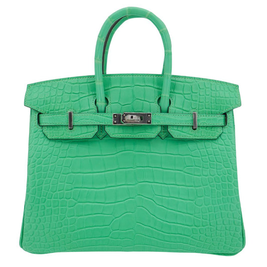 Hermes25cm Birkin Vert Comics Matte Alligator Palladium Hardware
