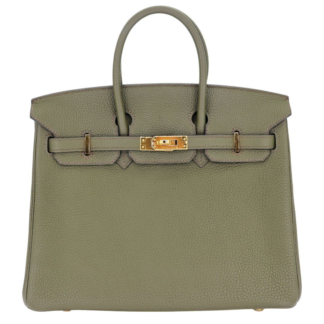 Hermes25cm Birkin Vert Olive Togo Leather Gold Hardware