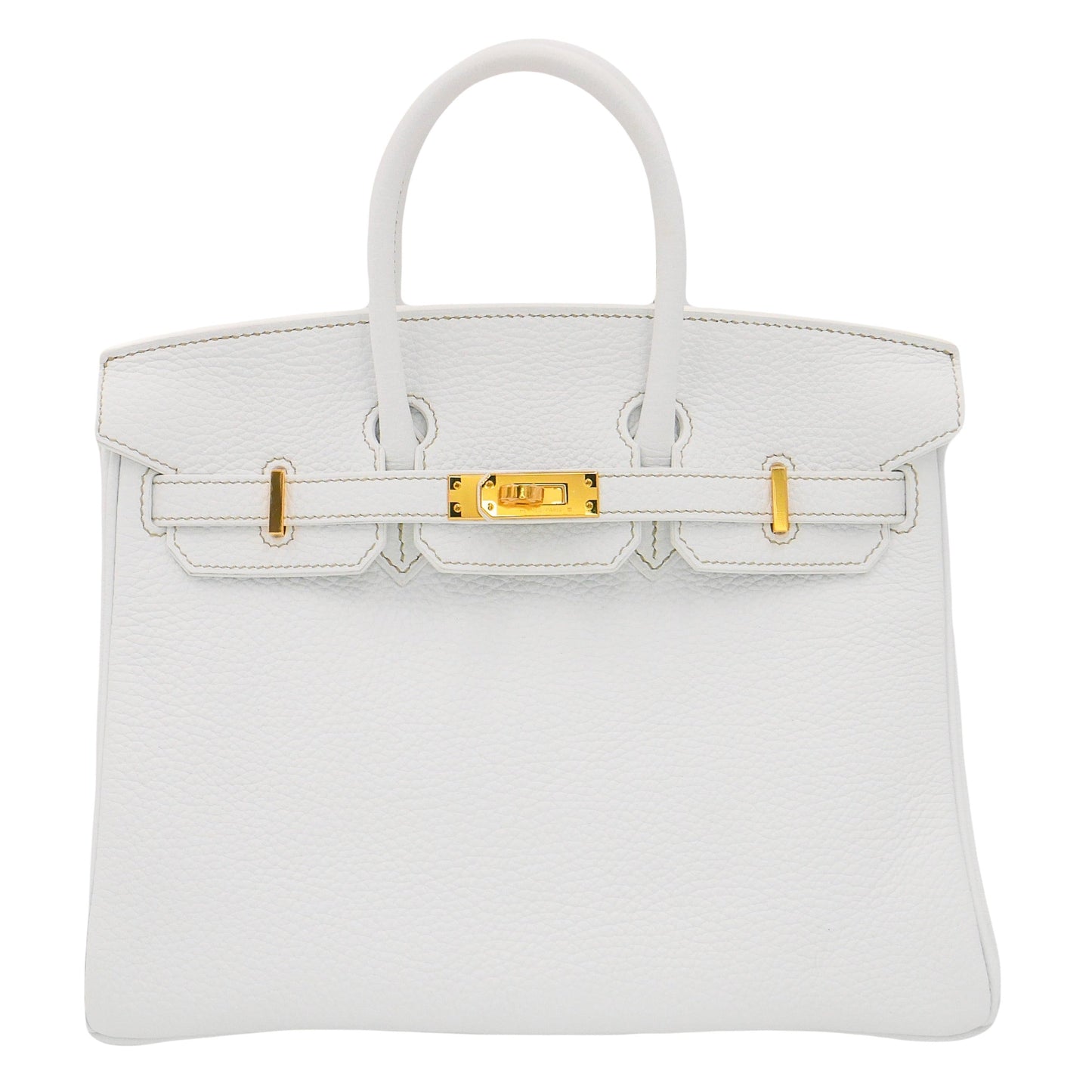 Hermes25cm Birkin White Clemence Leather Gold Hardware