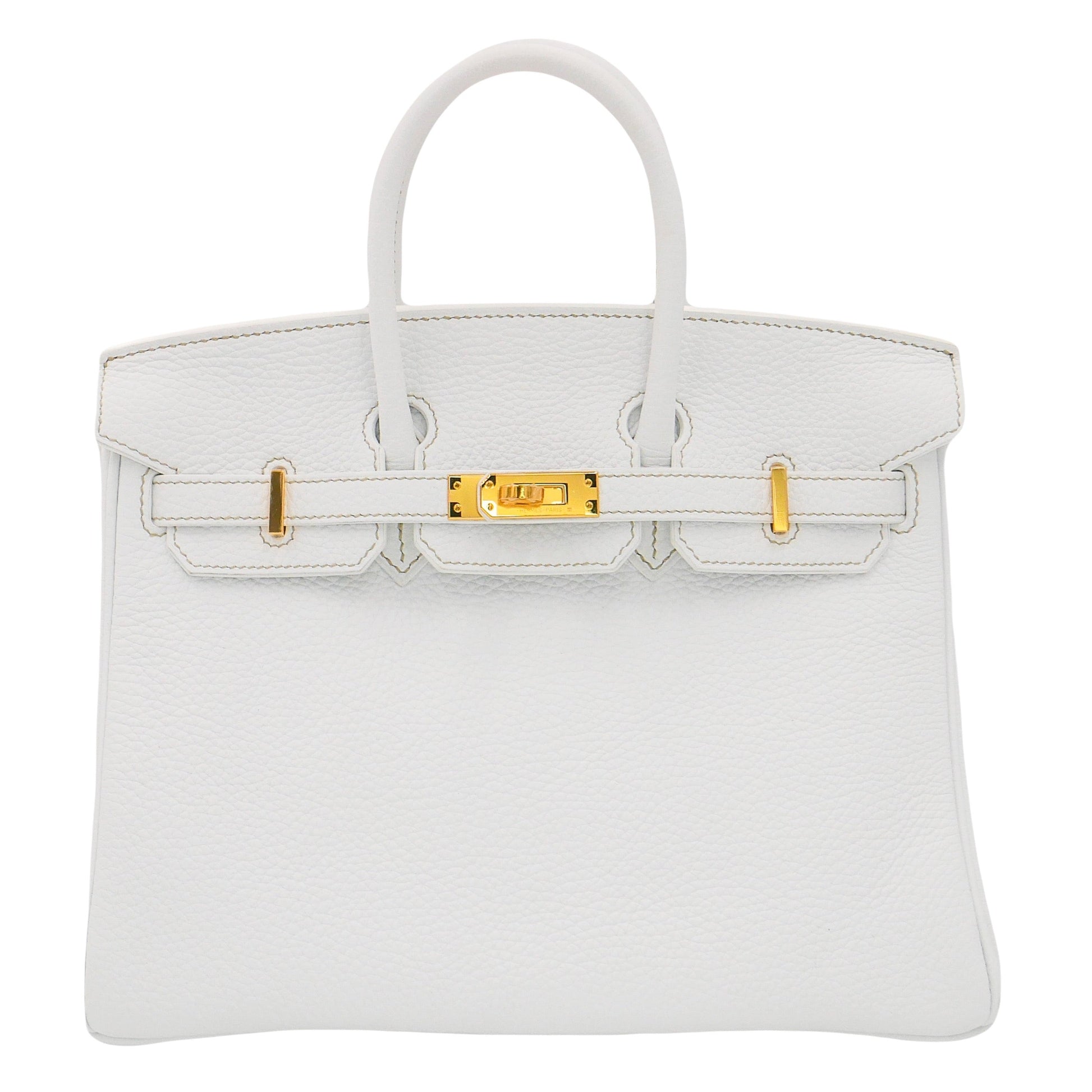 Hermes25cm Birkin White Clemence Leather Gold Hardware