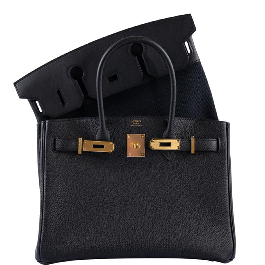 Hermes3 En 1 Birkin 30 Black Togo, Swift and Toile with Gold Hardware