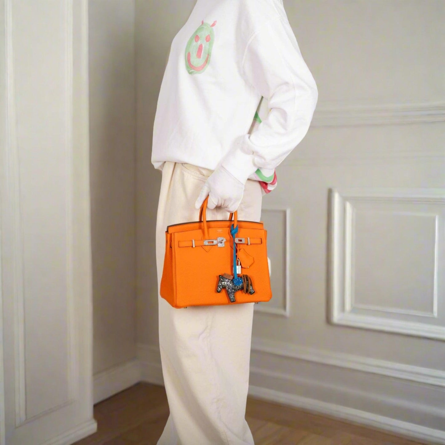 HermesBirkin 25 Orange Minium Togo Palladium Hardware