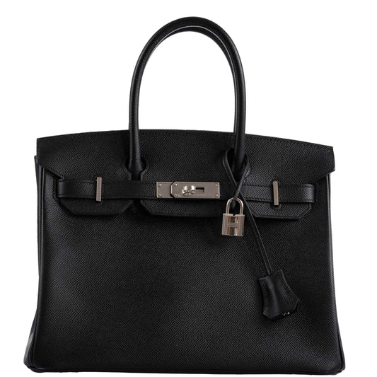 HermesBirkin 30 Black Epsom with Palladium Hardware - 2021, Z