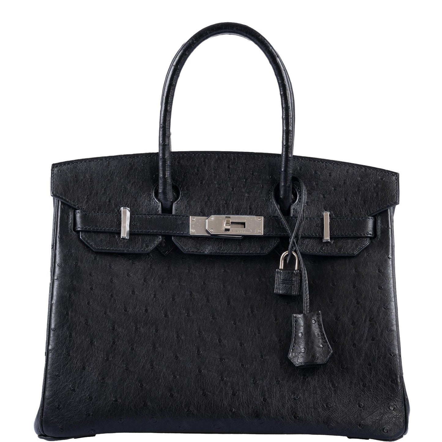 HermesBirkin 30 Black Ostrich with Palladium Hardware