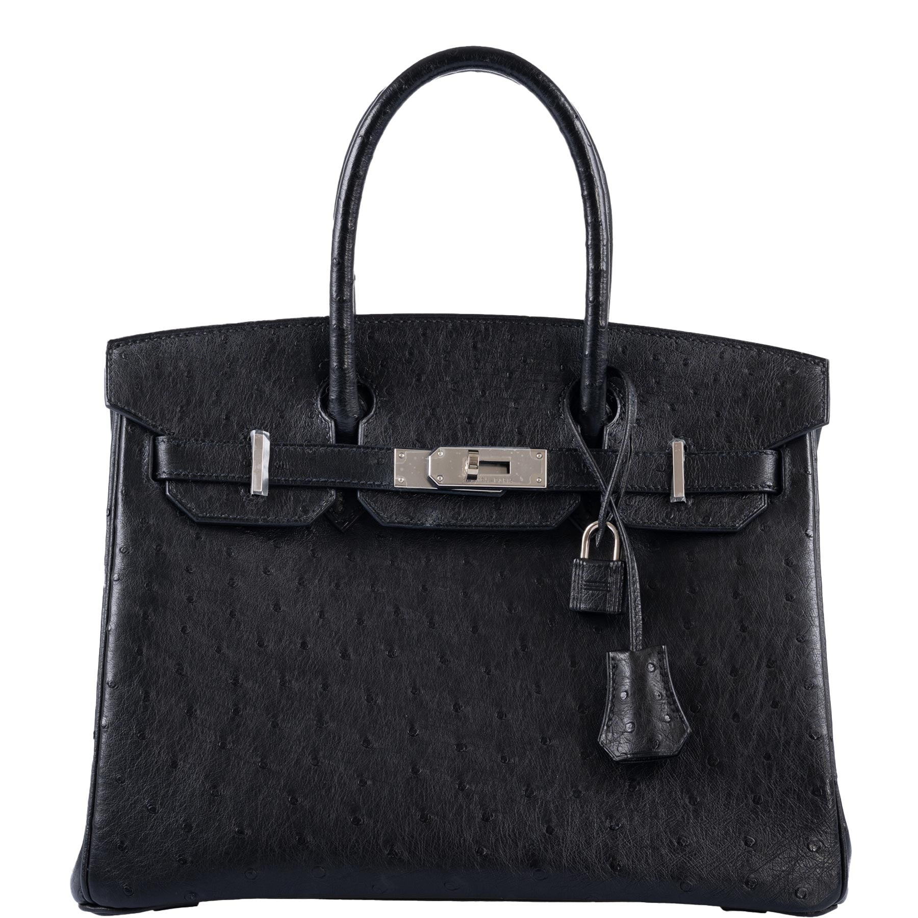 HermesBirkin 30 Black Ostrich with Palladium Hardware