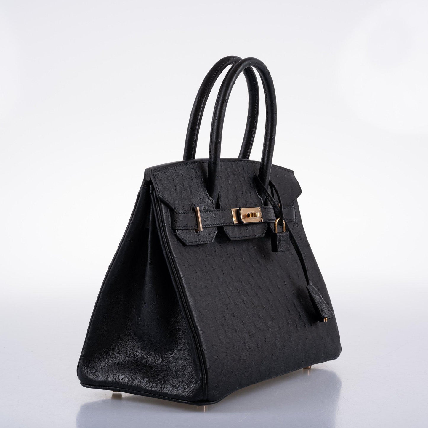 HermesBirkin 30 Black Ostrich with Rose Gold Hardware