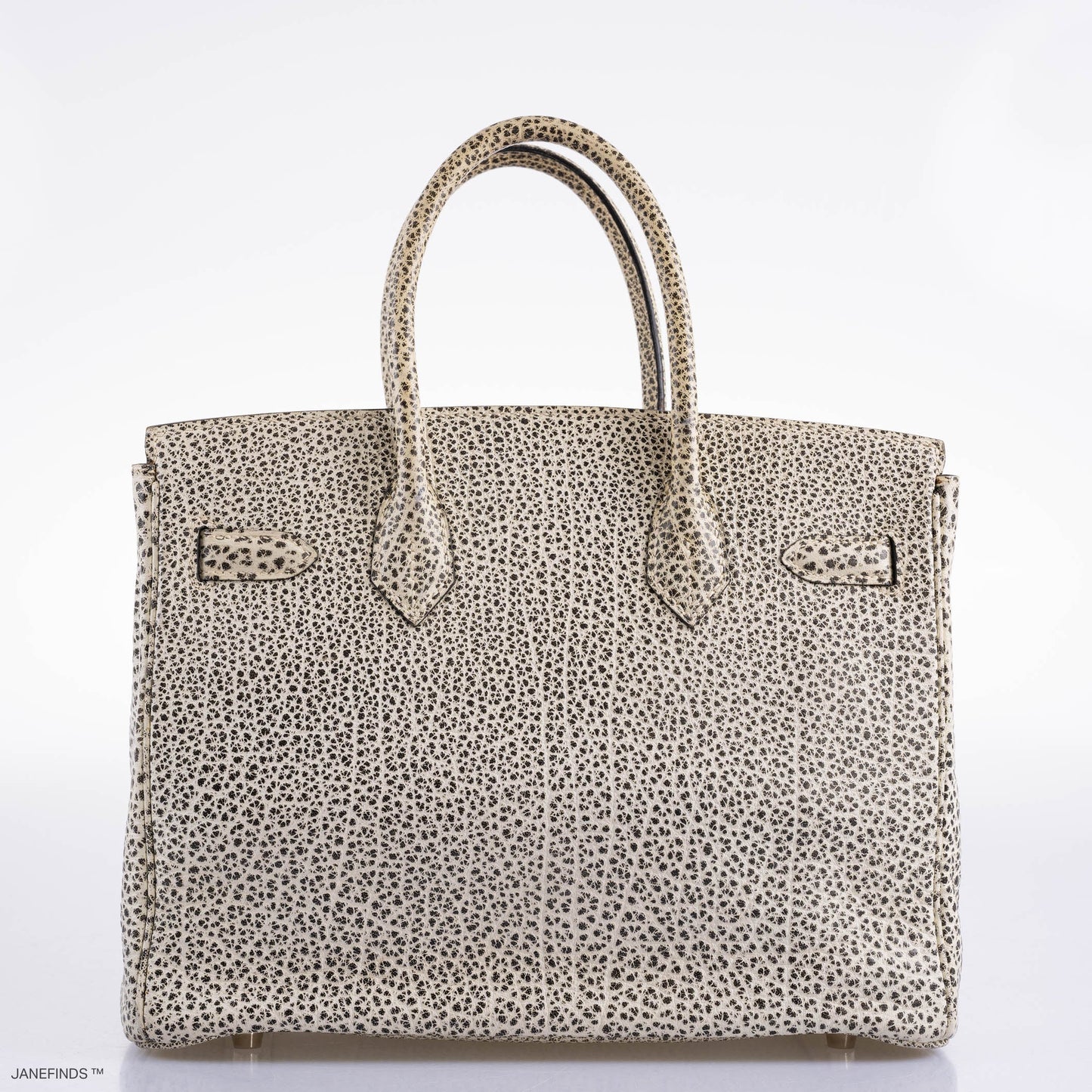 HermesBirkin 30 Black & White Dalmatian Buffalo Palladium Hardware