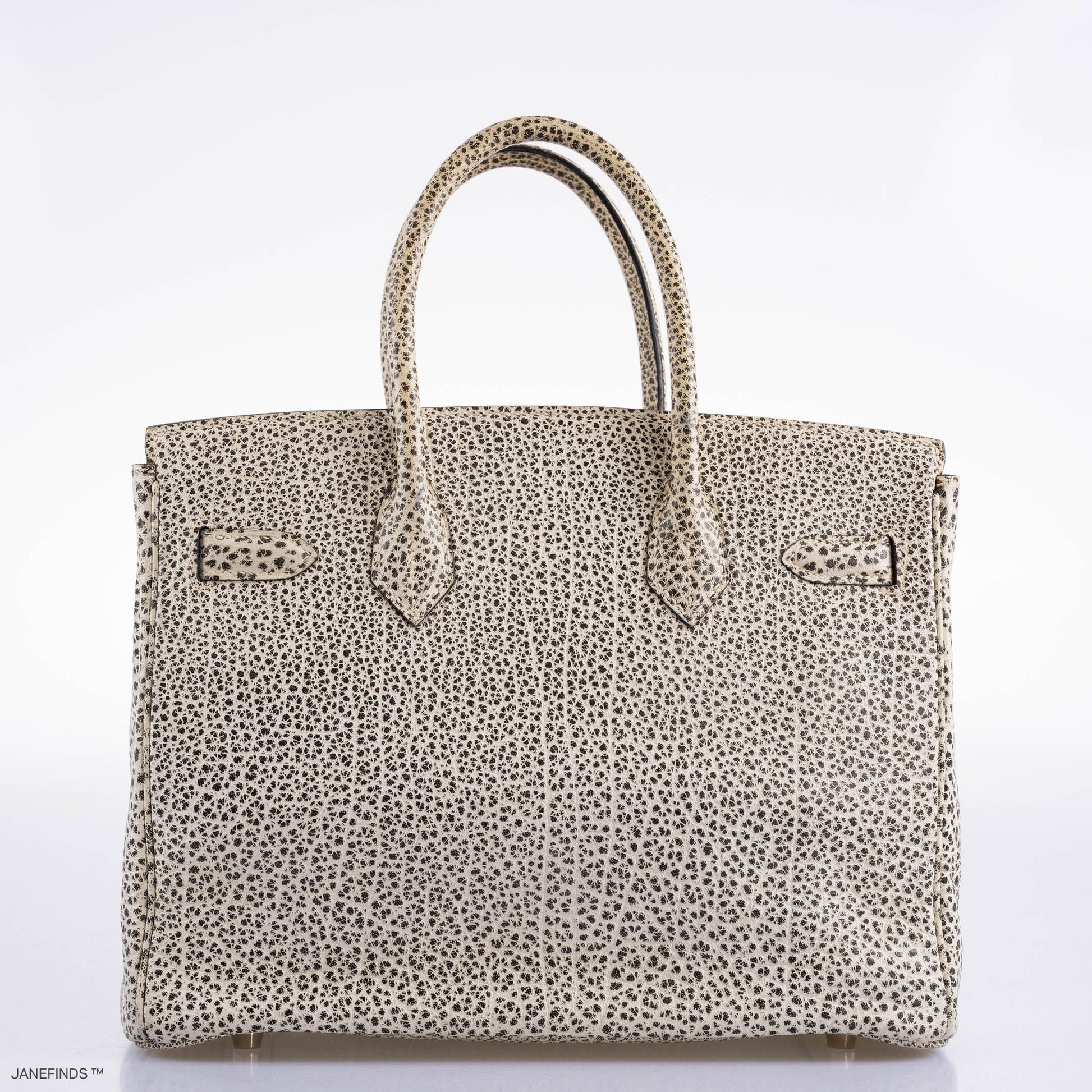 HermesBirkin 30 Black & White Dalmatian Buffalo Palladium Hardware