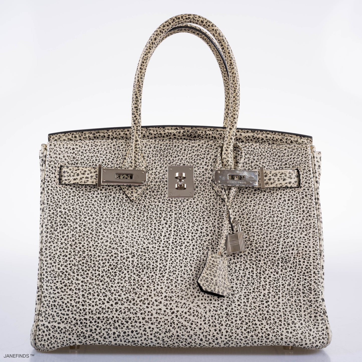 HermesBirkin 30 Black & White Dalmatian Buffalo Palladium Hardware