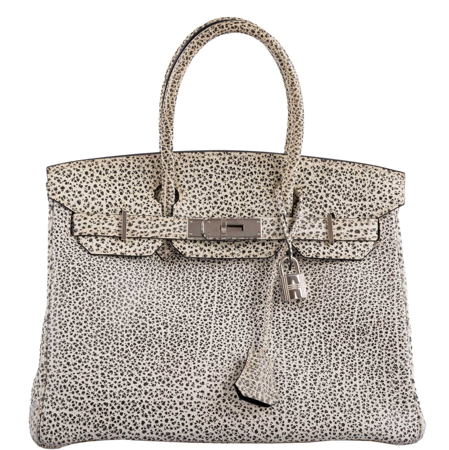 HermesBirkin 30 Black & White Dalmatian Buffalo Palladium Hardware