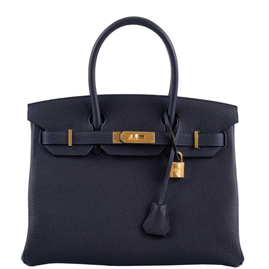 HermesBirkin 30 Bleu (Blue) Nuit Togo with Gold Hardware - 2021, Z