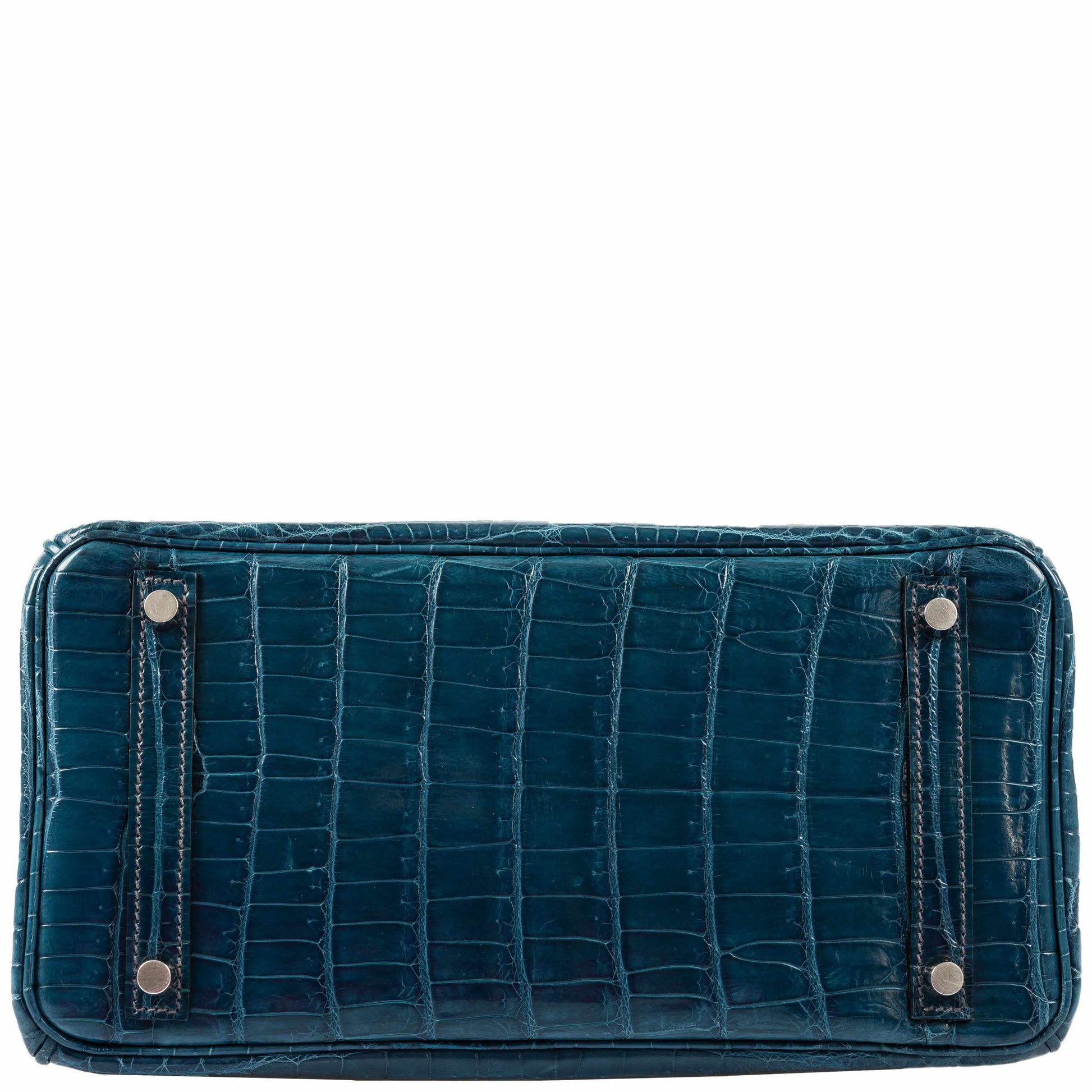 HermesBirkin 30 Bleu Colvert Niloticus Crocodile Palladium Hardware