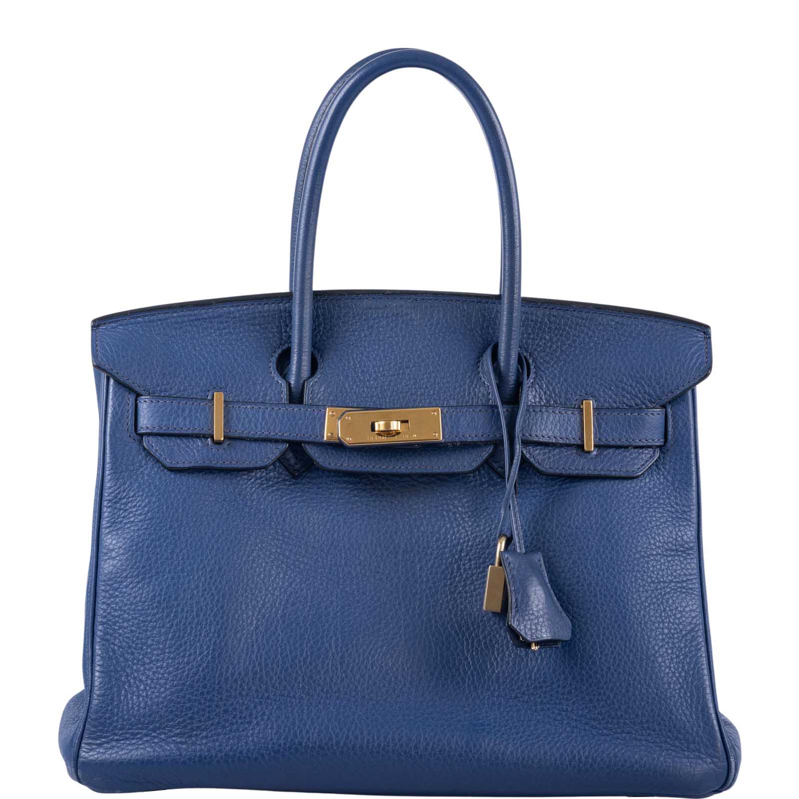 HermesBirkin 30 Blue Brighton Clemence with Gold Hardware