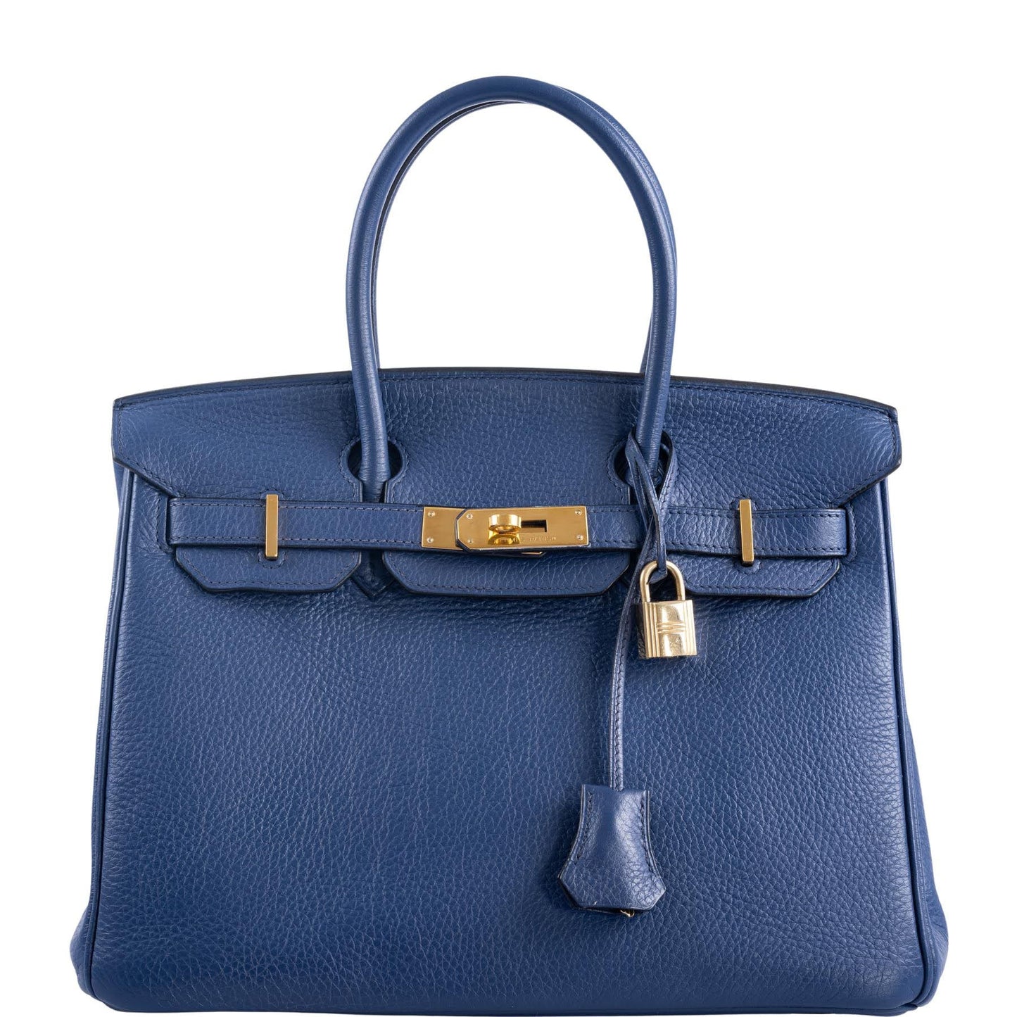 HermesBirkin 30 Blue De Galice Clemence with Gold Hardware