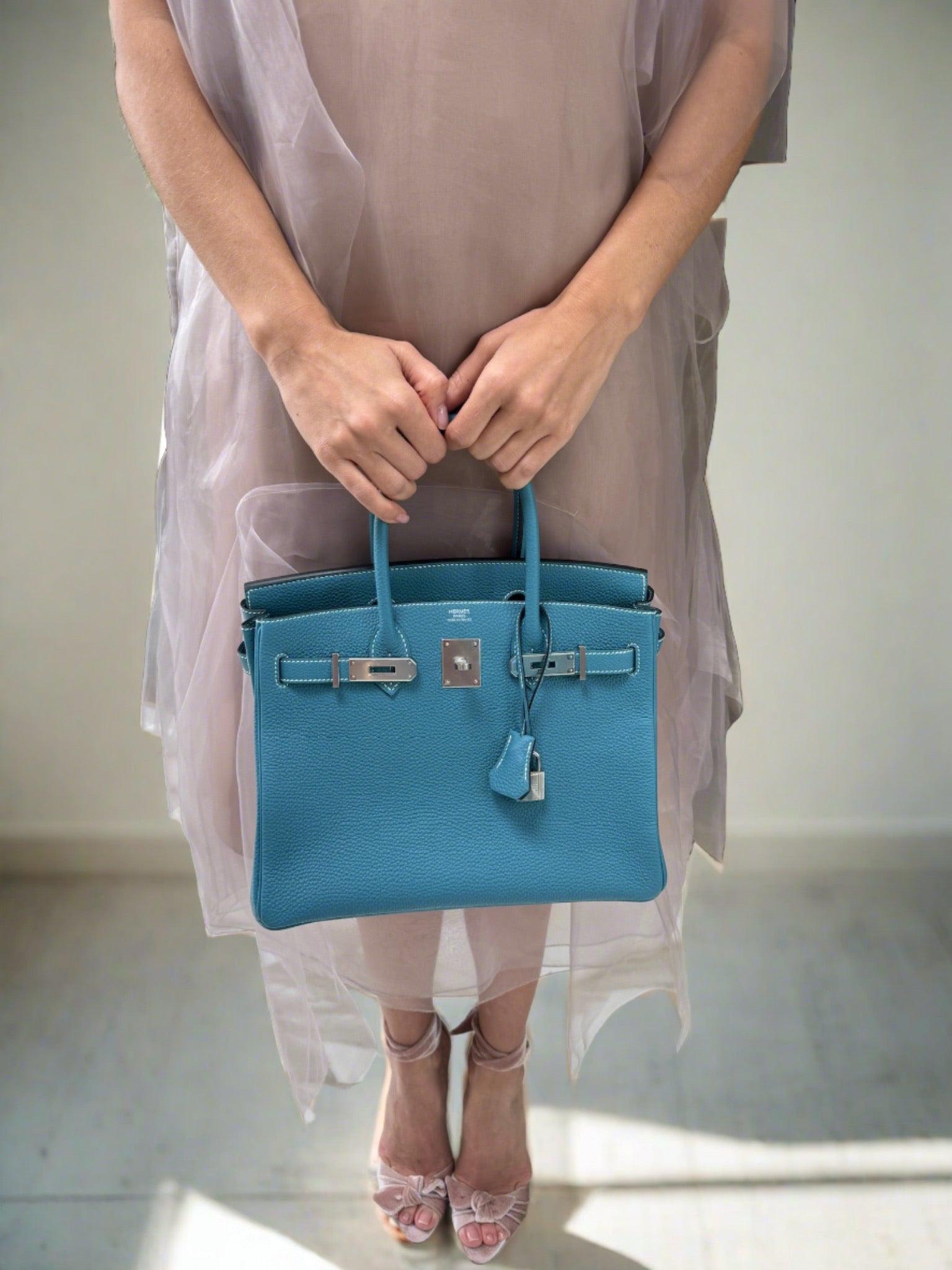 HermesBirkin 30 Blue Jean Togo Palladium Hardware