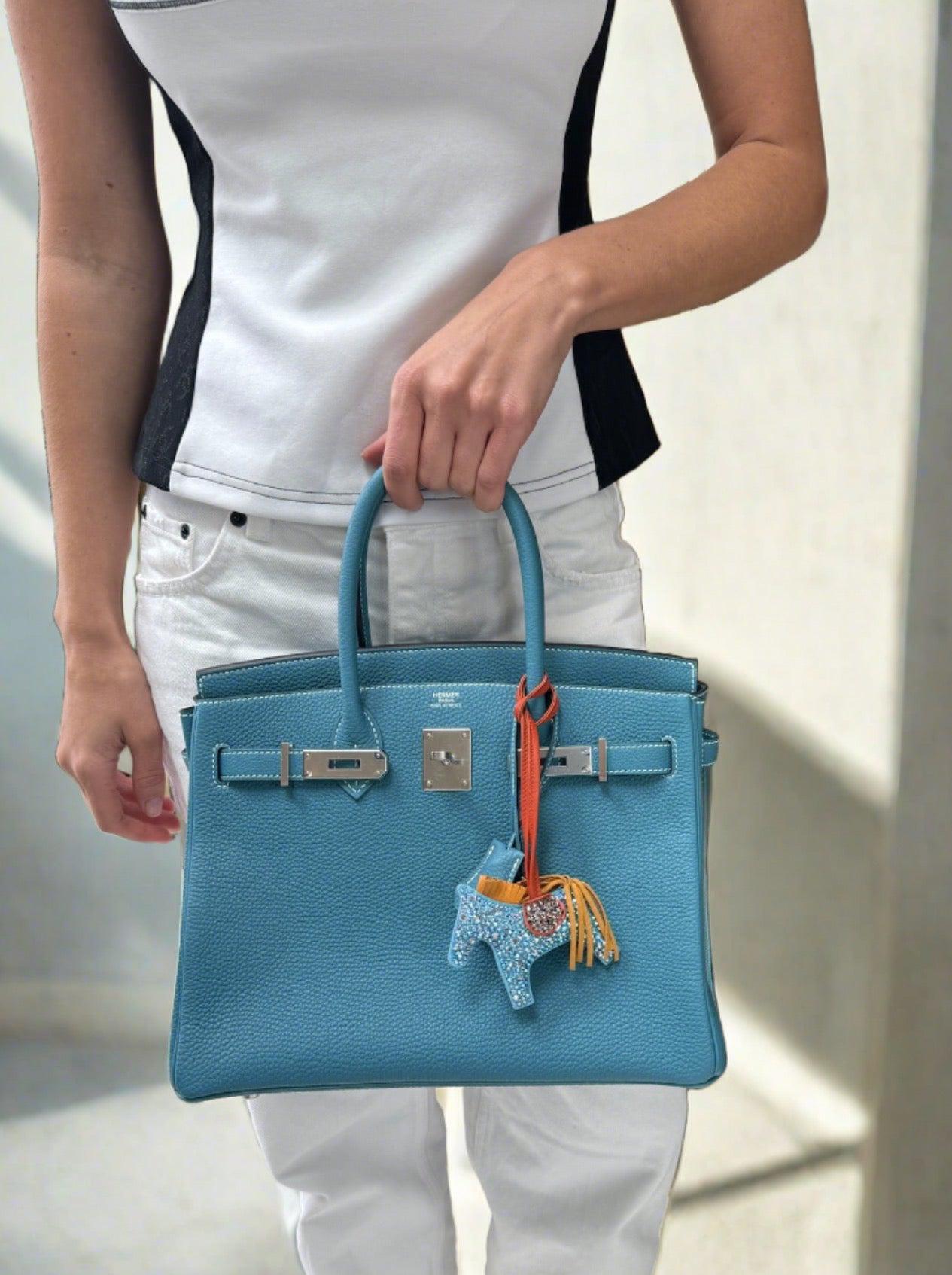 HermesBirkin 30 Blue Jean Togo Palladium Hardware
