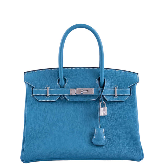 HermesBirkin 30 Blue Jean Togo Palladium Hardware
