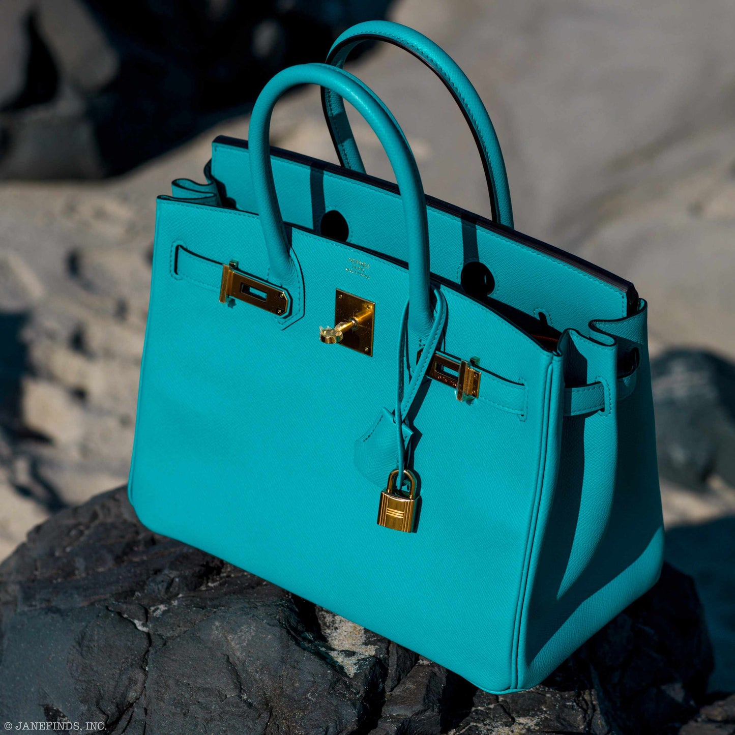 HermesBirkin 30 Blue Paon Epsom Gold Hardware - 2016, X