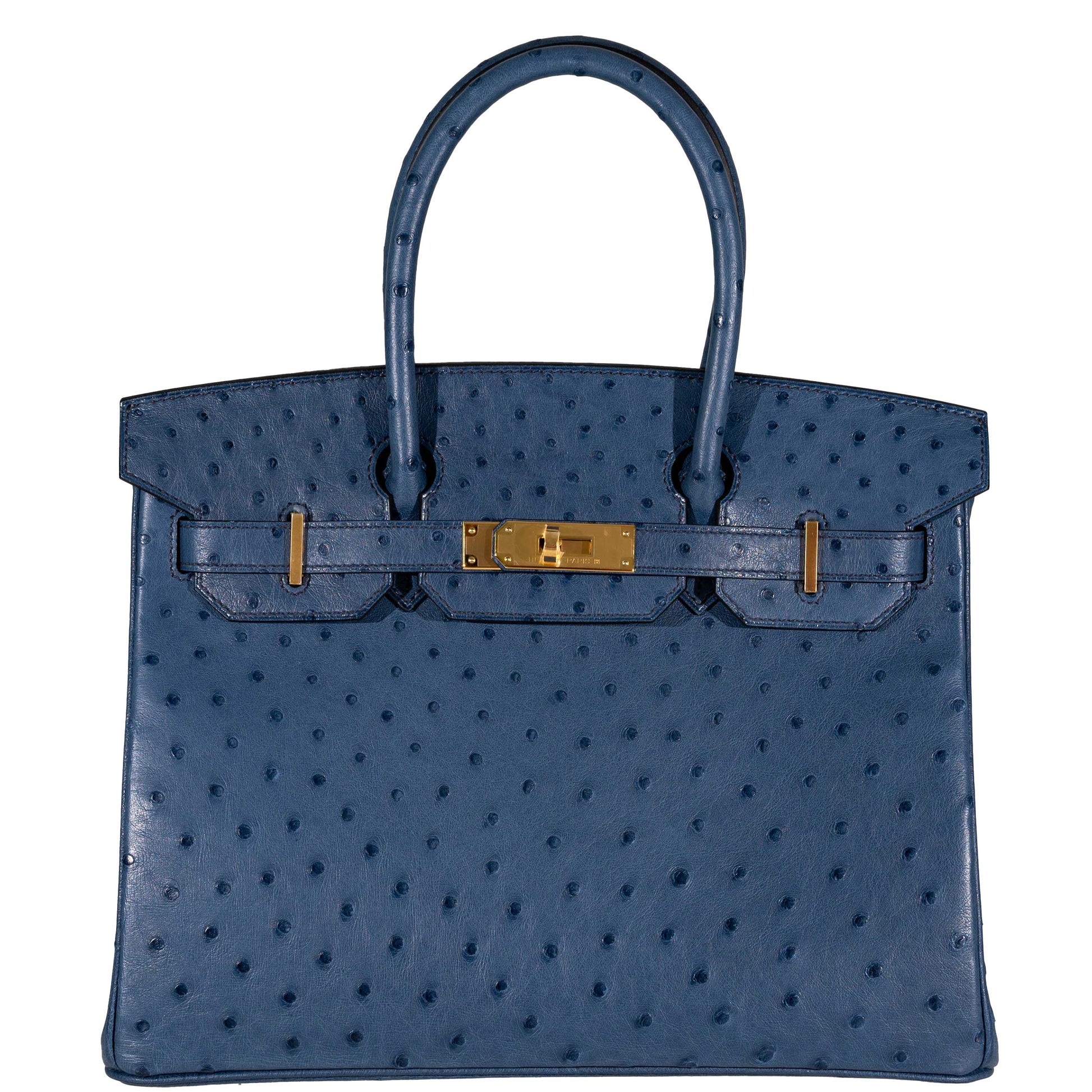 HermesBirkin 30 Blue Roi Ostrich Gold Hardware - 2021, Z