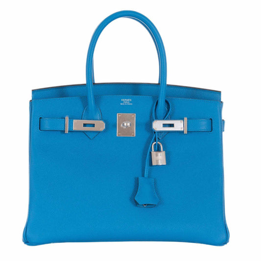 HermesBirkin 30 Blue Zanzibar Epsom Palladium Hardware