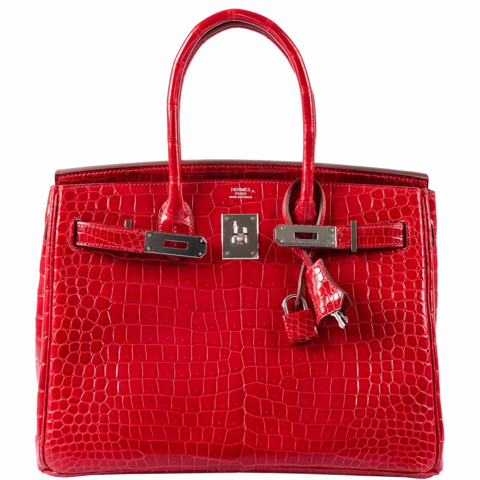 HermesBirkin 30 Braise Porosus Crocodile Palladium Hardware