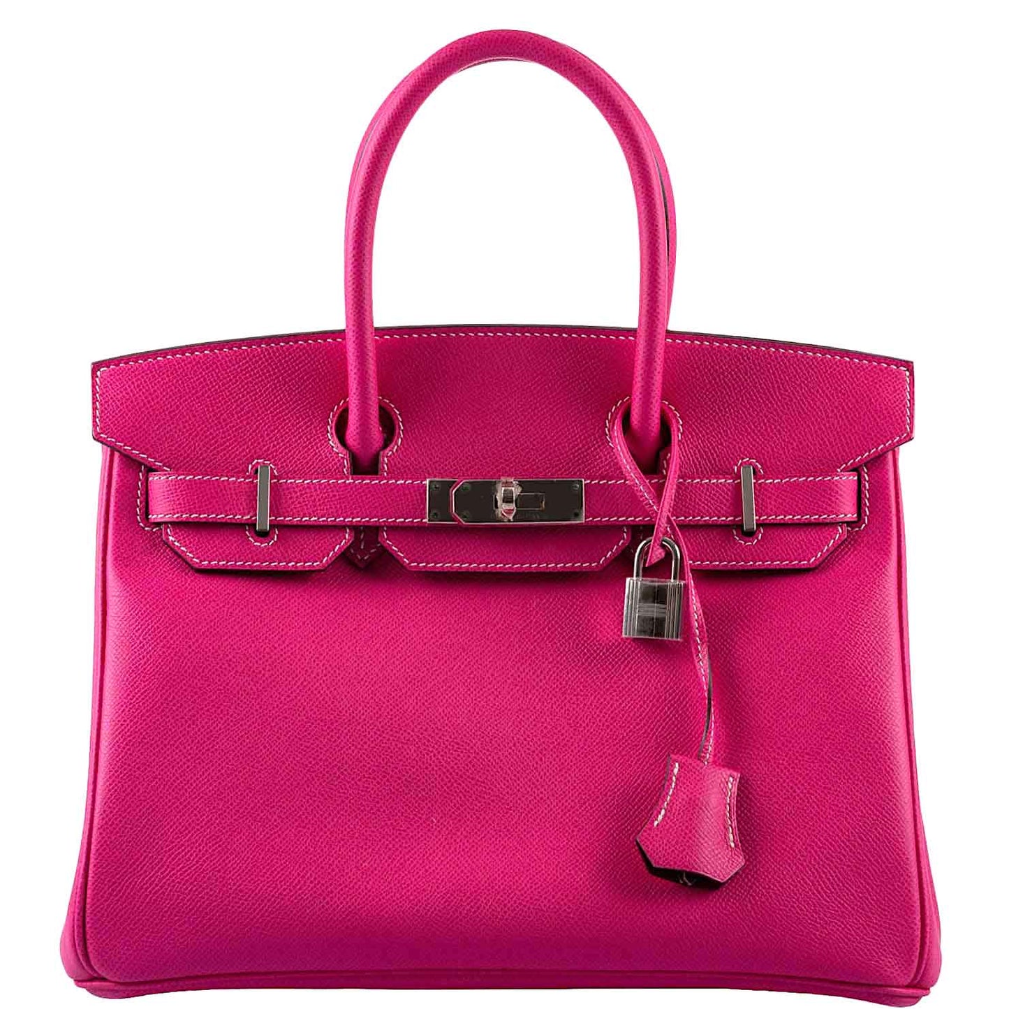 HermesBirkin 30 Candy Collection Rose Tyrien & Rubis Epsom White Stitching Palladium Hardware - Q, Square
