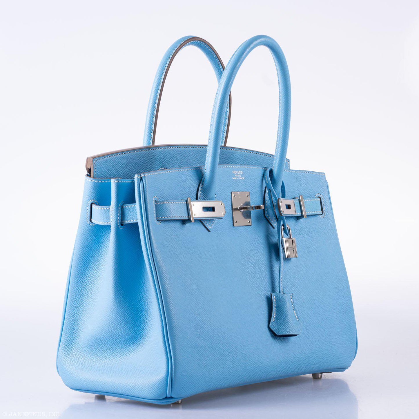 HermesBirkin 30 Celeste Blue Epsom Palladium Hardware