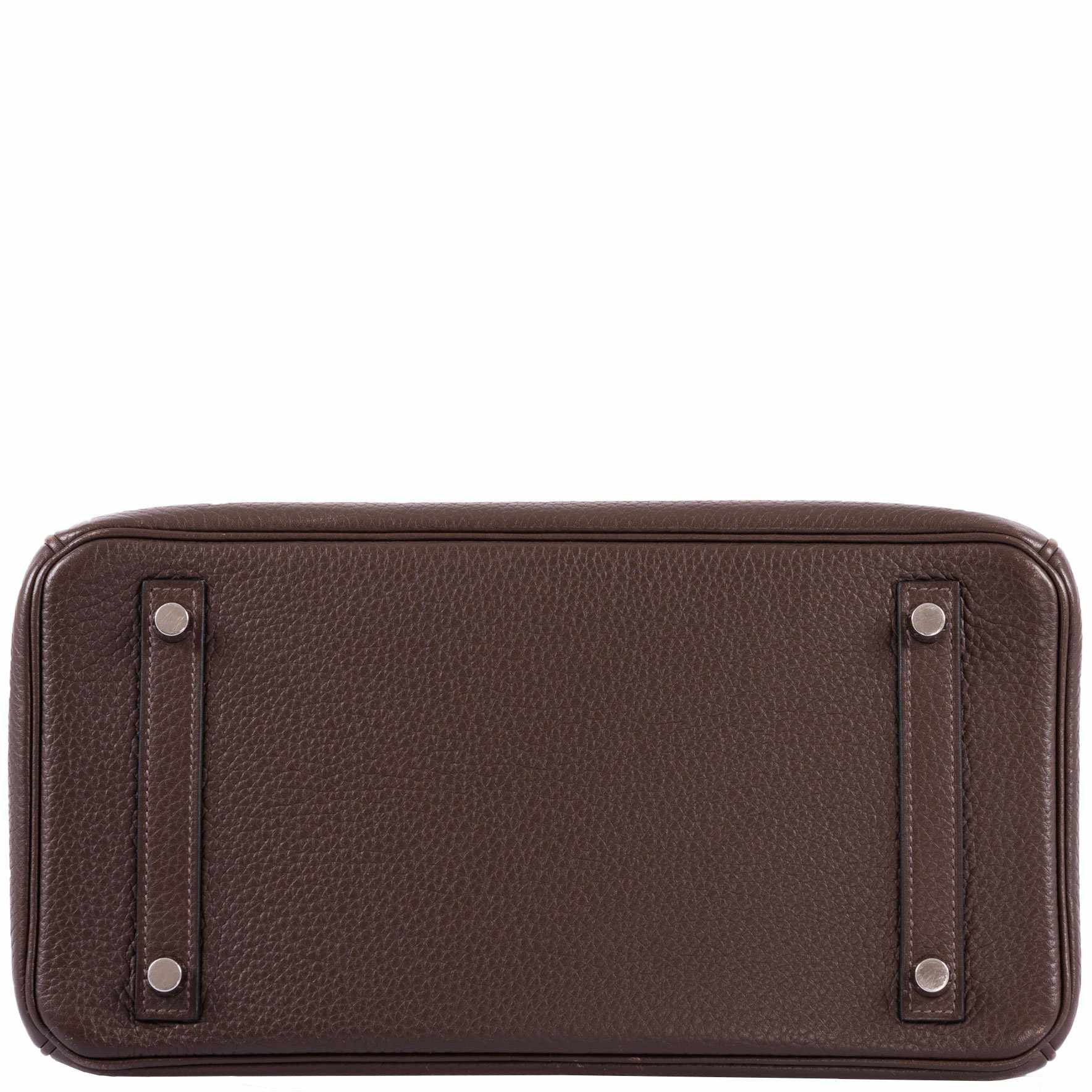 HermesBirkin 30 Chocolat Clemence Palladium Hardware
