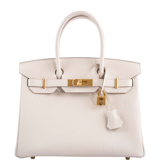 HermesBirkin 30 Craie Togo with Gold Hardware