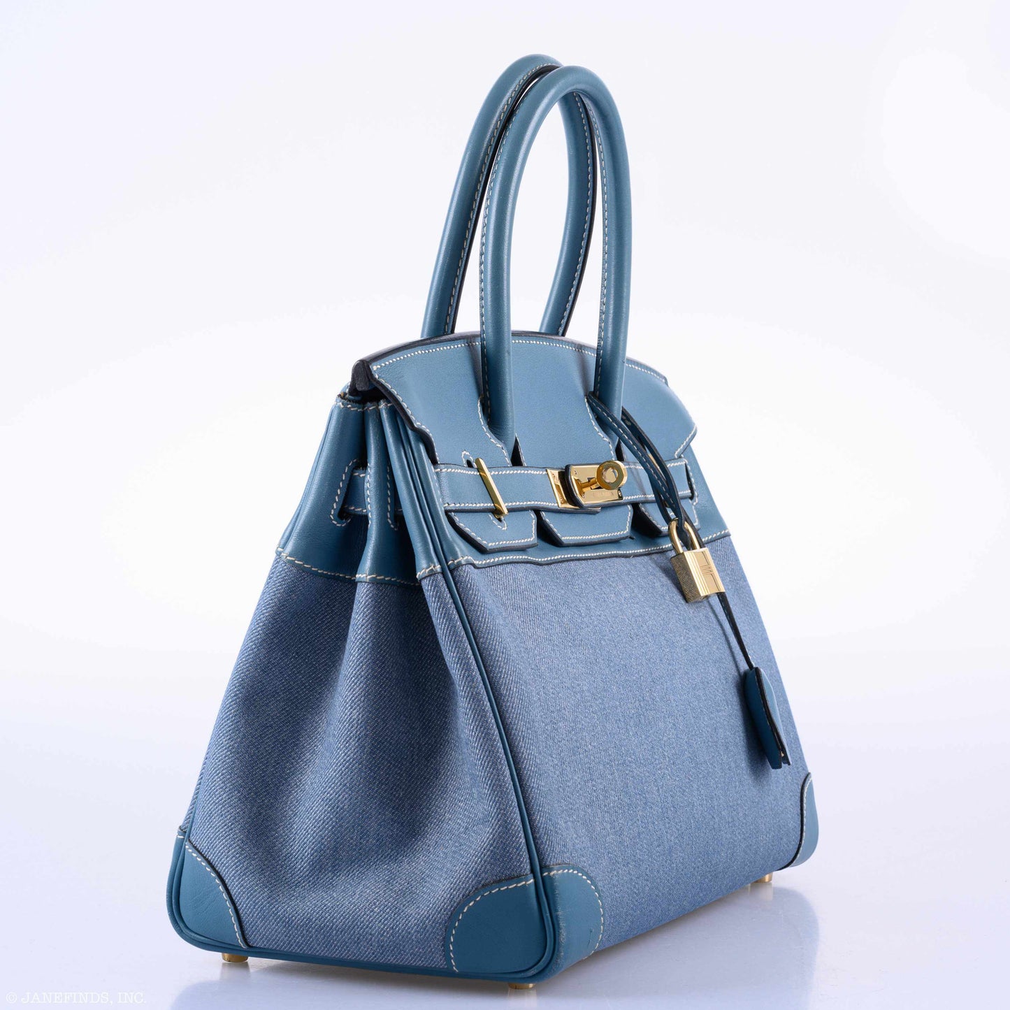 HermesBirkin 30 Denim & Blue Jean Gulliver Leather Gold Hardware - 1999, C Square