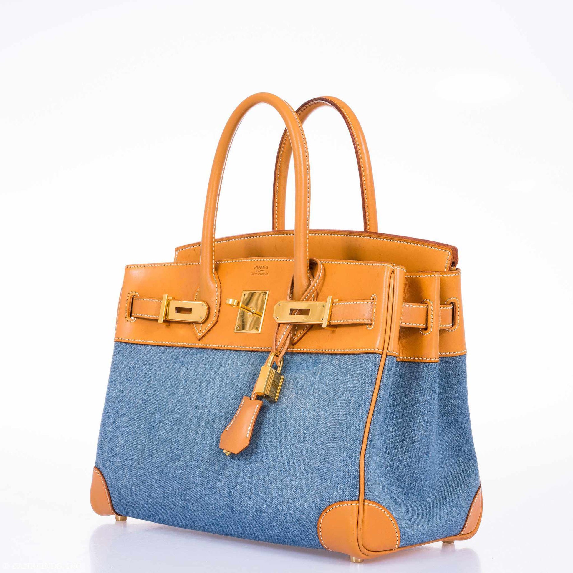 HermesBirkin 30 Denim & Vache Naturelle Gold Hardware - Limited Edition