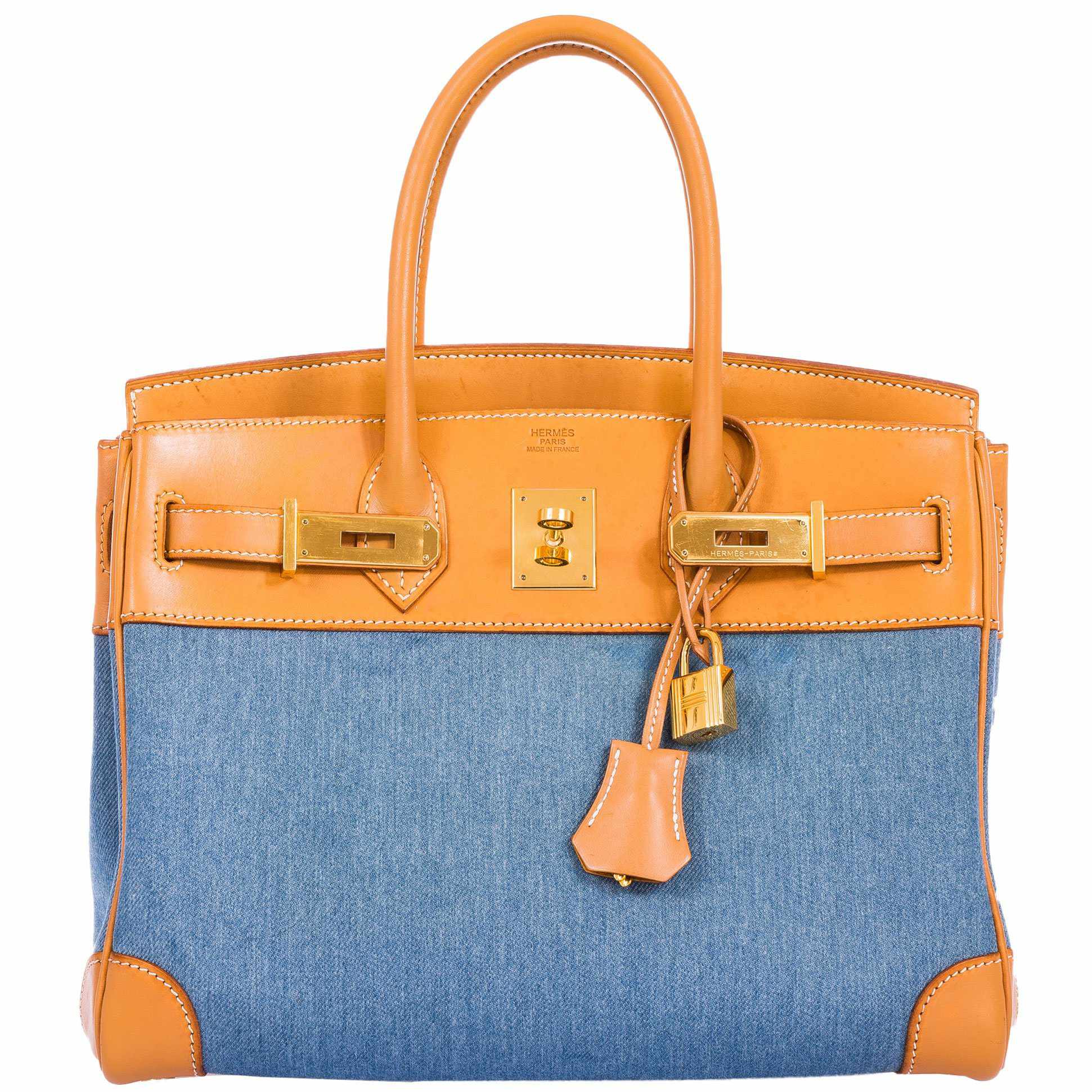 HermesBirkin 30 Denim & Vache Naturelle Gold Hardware - Limited Edition