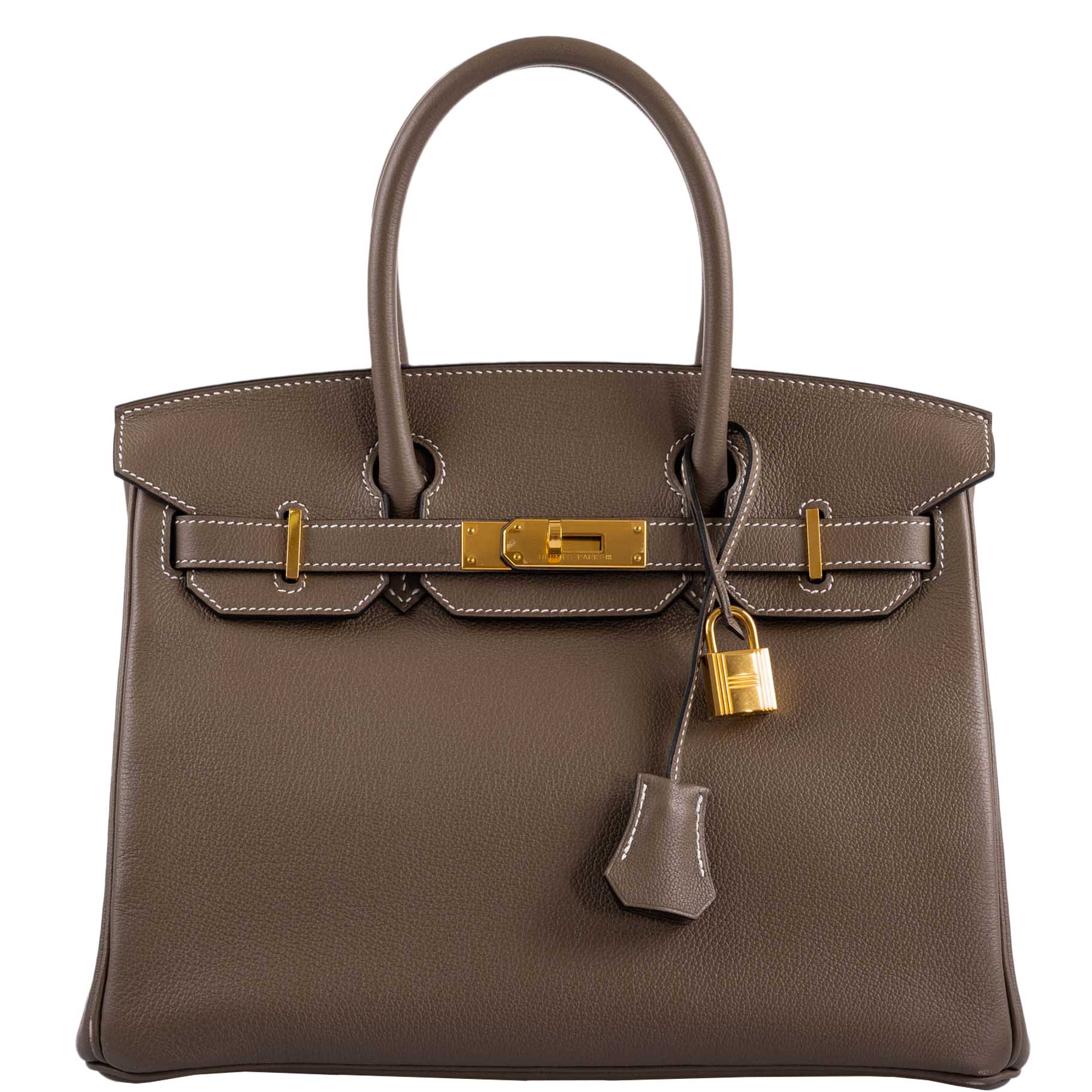 HermesBirkin 30 Etoupe Navillo leather Gold Hardware