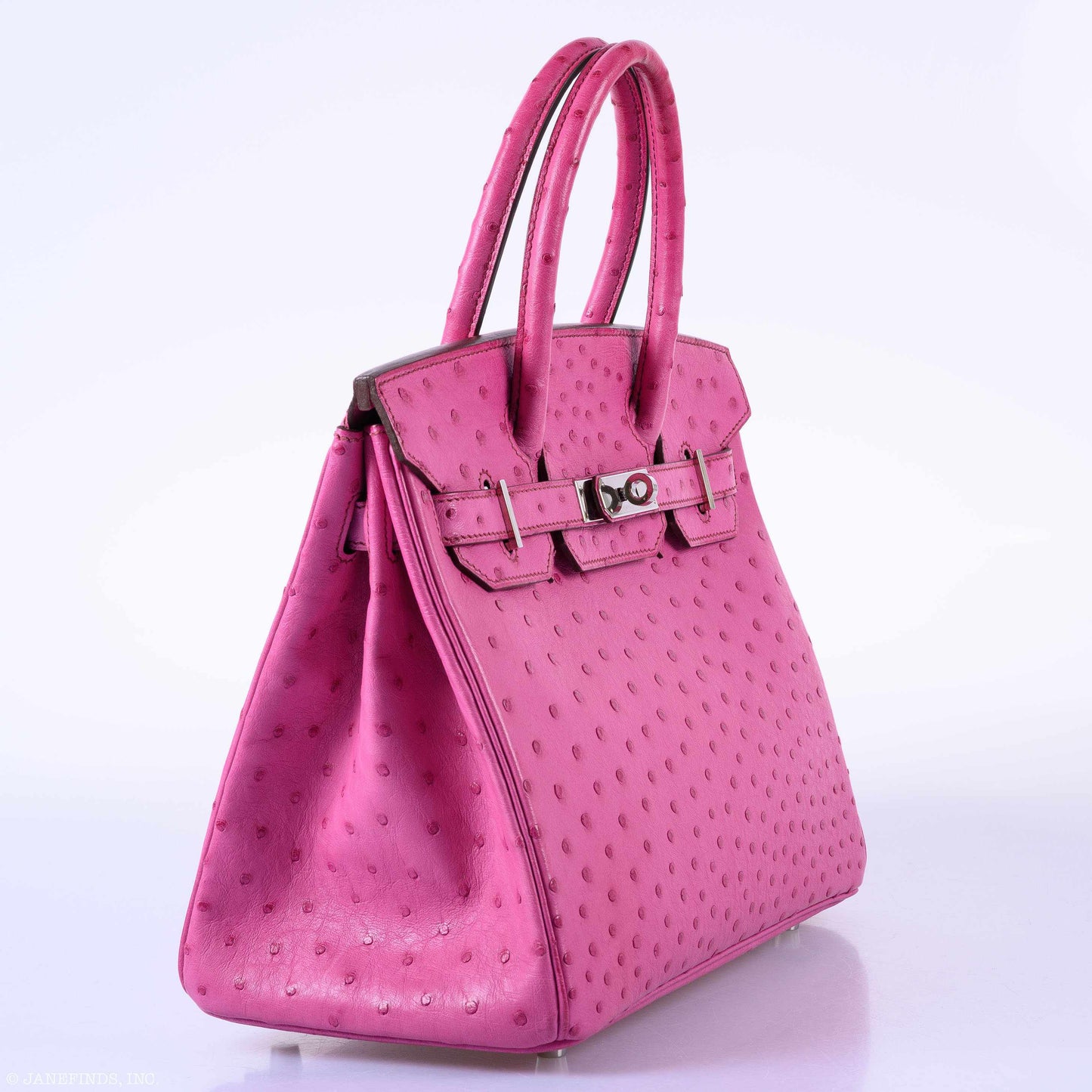 HermesBirkin 30 Fuchsia Ostrich Palladium Hardware