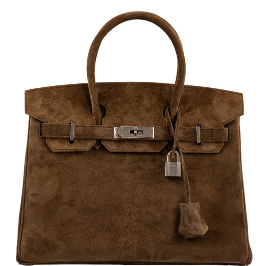 HermesBirkin 30 Gold Veau Doblis Suede Palladium Hardware - 2008, L Square