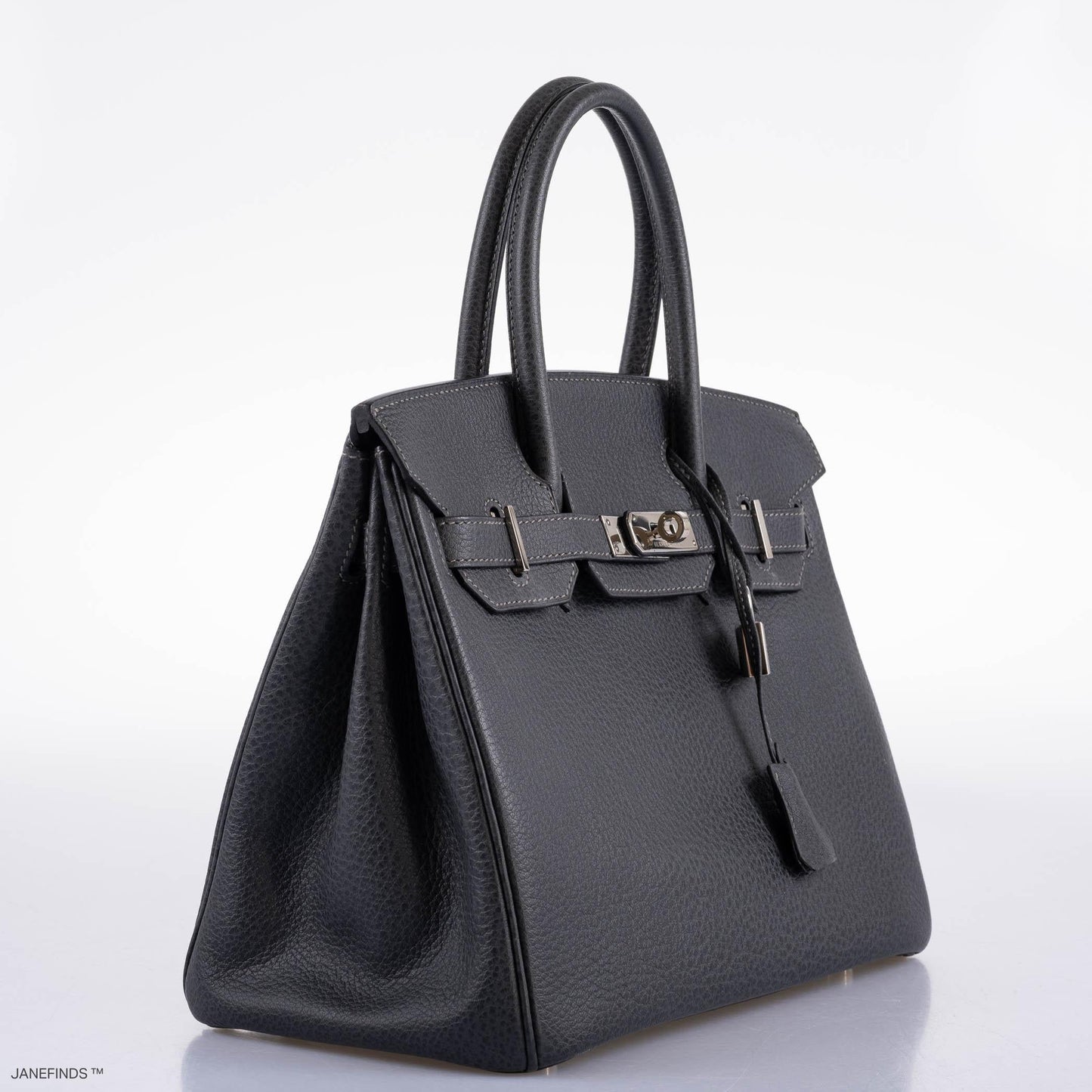 HermesBirkin 30 Graphite Buffalo with Palladium Hardware - 2005, I Square