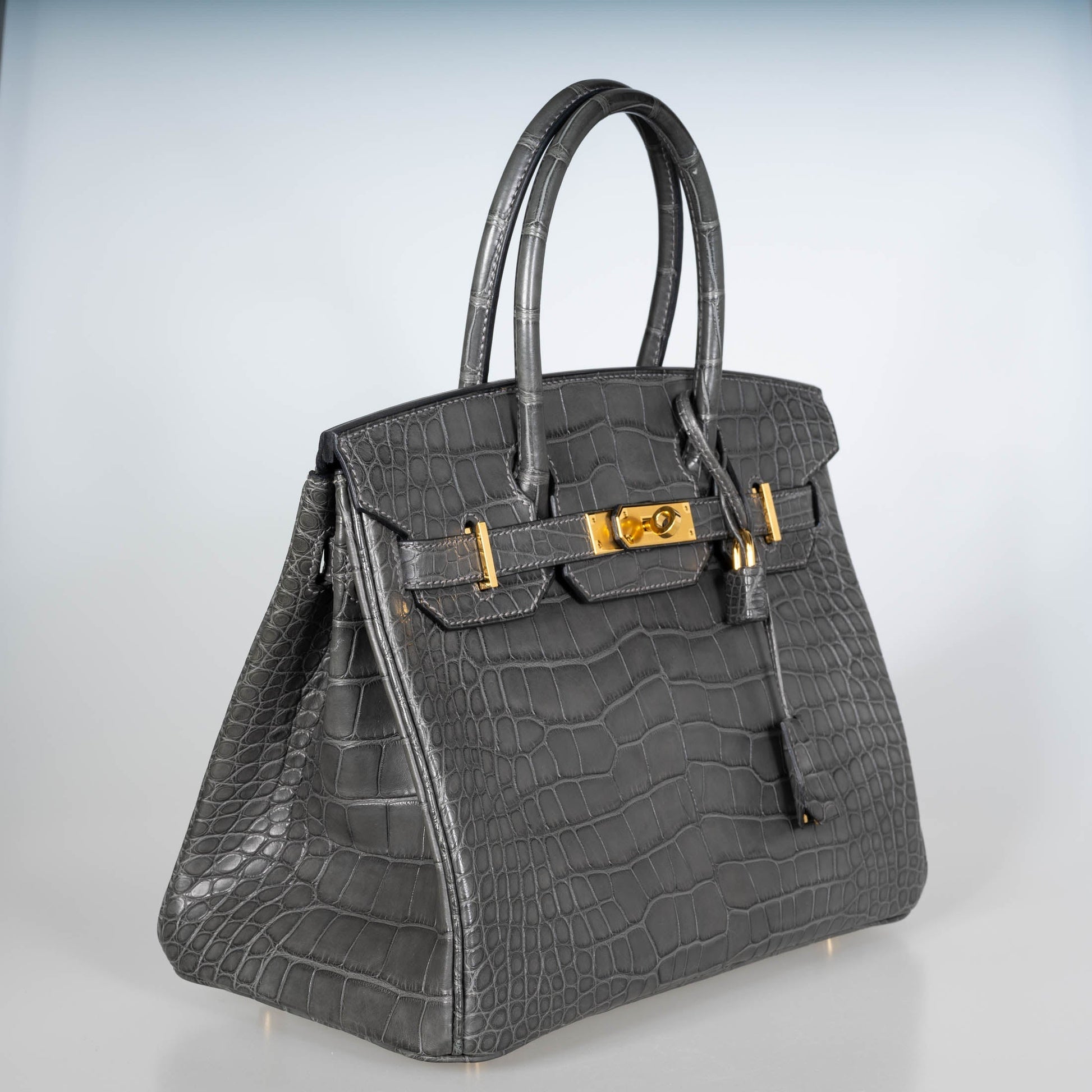 HermesBirkin 30 Graphite Matte Alligator Gold Hardware