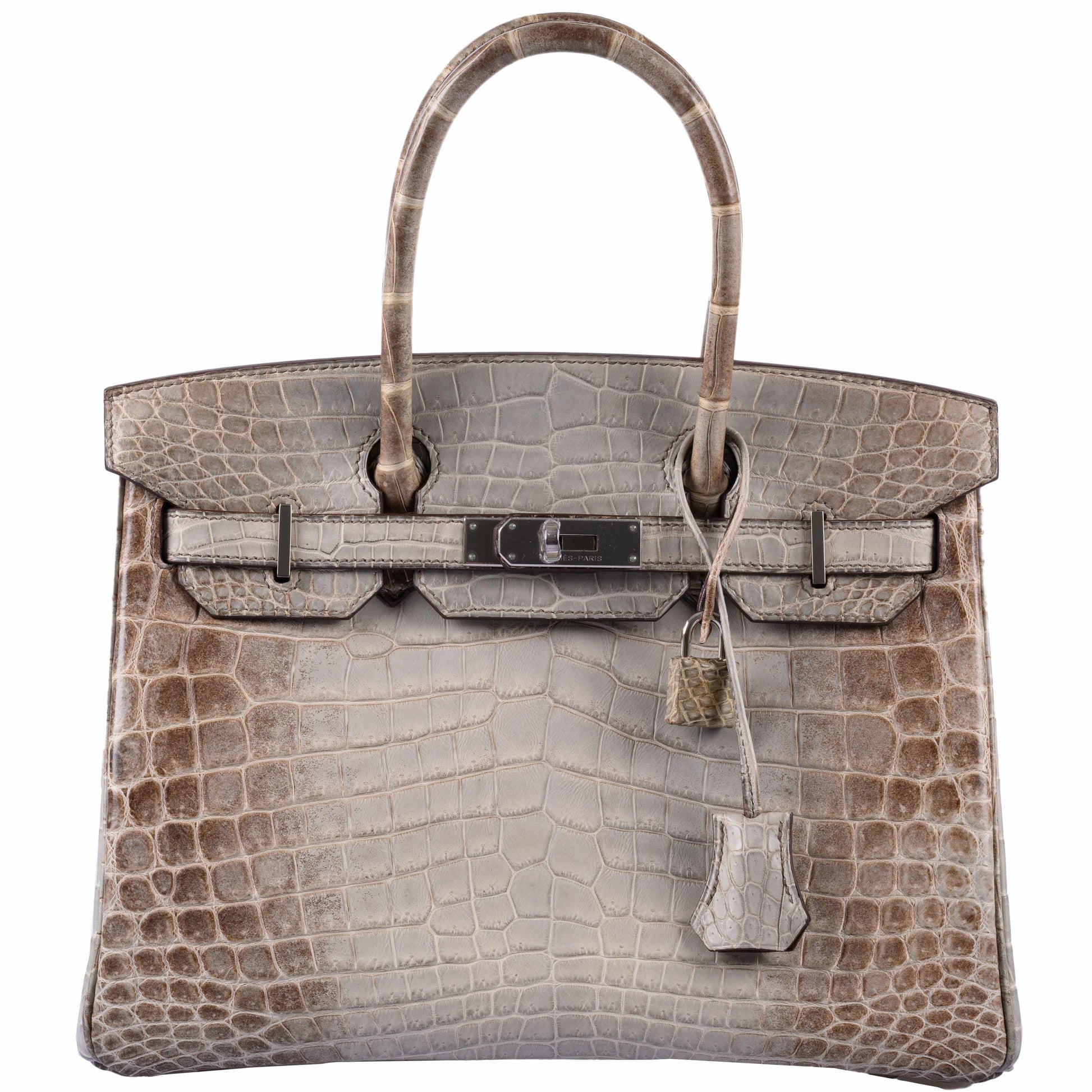 HermesBirkin 30 Gris Cendre Himalaya Niloticus Crocodile Palladium Hardware